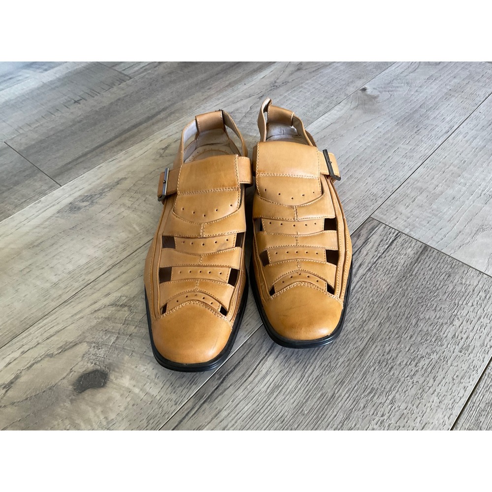Stacy Adams Mens Tan Leather Fisherman Sandals Monk Strap Huarache 24788-280 8M‎